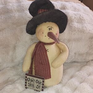 Charming Snowman Plush with Black Hat and Red Scarf